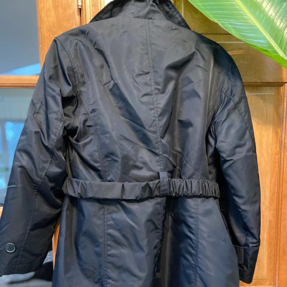 Express black Belted Rain Coat Trench Jacket, detachable down insert, size S - Picture 4 of 5